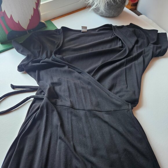 Black Wrap Dress – Short Sleeve, Size XS - Picture 2 of 3